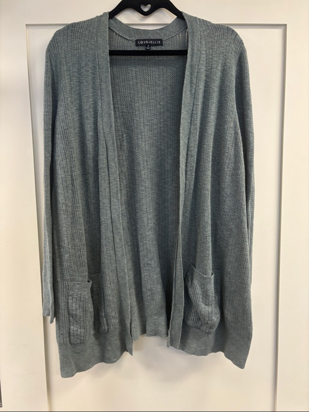 Love + Ellie Sage Green Open-Front Ribbed Cardigan